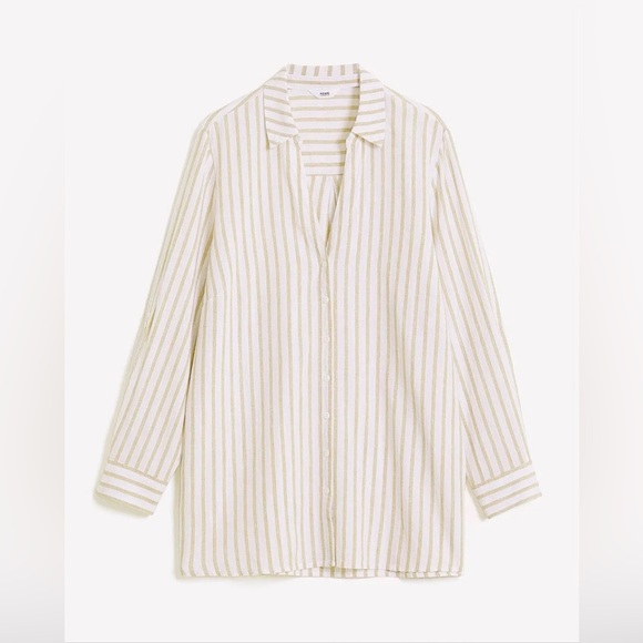 Striped Linen Blend Tunic with Rolled-Up Sleeves - Picture 5 of 5